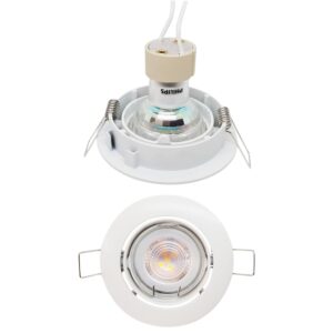 ECHENLED 6 Pack EC8145-3G LED Downlight Fixture Housing MR16 Cut Out Size: 3inch Aluminium GU10 Trimless Recessed Round Frame (White)