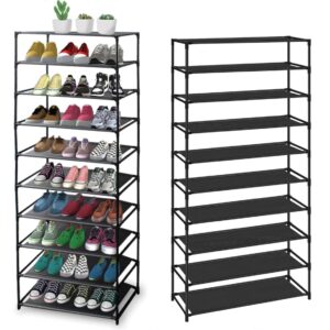 Generic 10 Tier 40 Pairs Shoe Rack, Stackable Sturdy Shoe Shelf, Tall Shoe Rack Organizer with Stainless Steel Frame (24.5 x 12 x 61.4) (L x W x H)