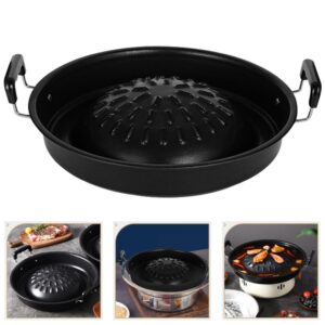 MAGICLULU Bulgogi Tray Pan Grill Topper Pan Korean Bbq Metal Grilling Tray Vegetable Egg Pork Beef Meat Grill Pan for Shabu Hot Pot Grilling Accessory