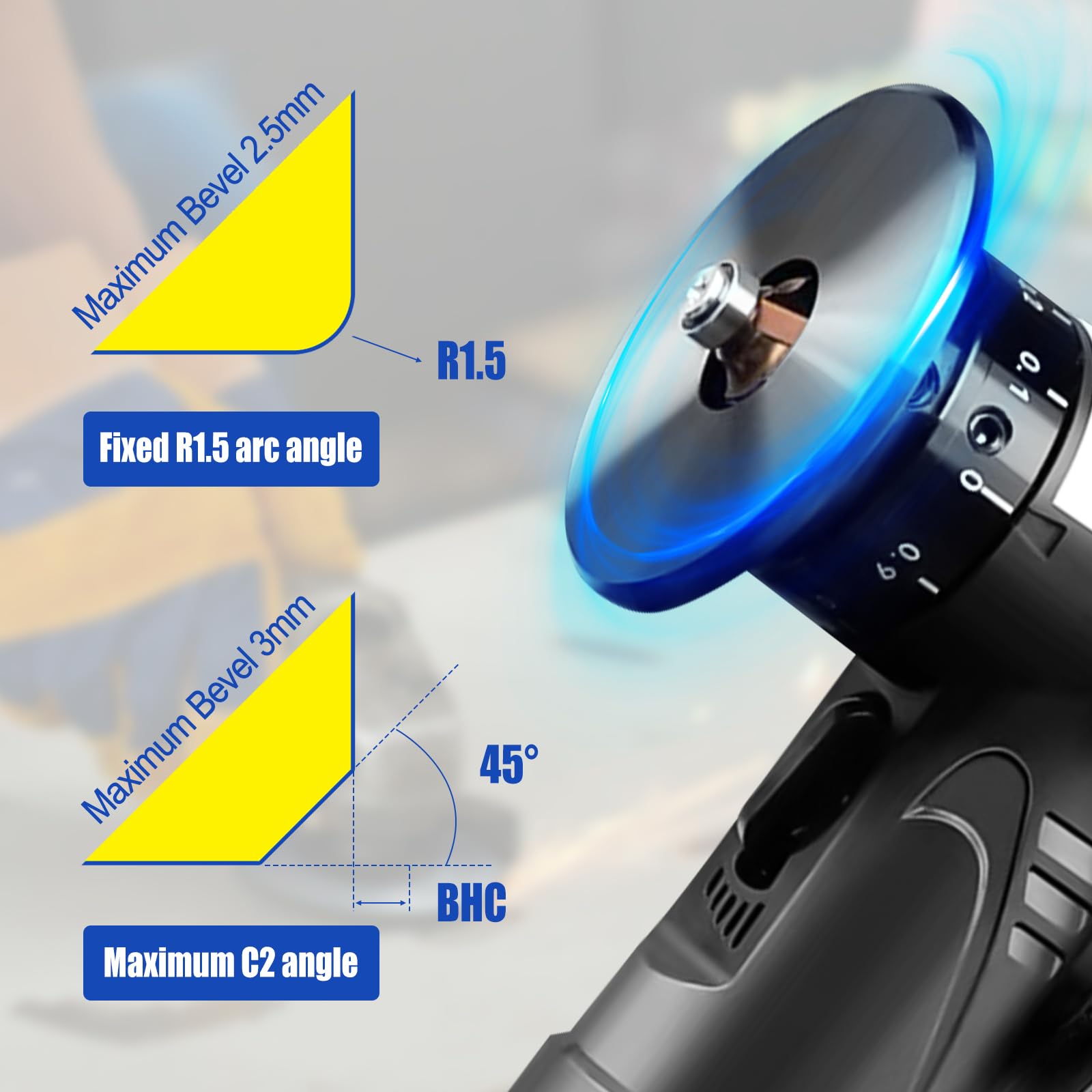 Aepiraza Mini Pneumatic Chamfering Machine, 45 Degree Air Chamfer Deburring Tool Portable Handheld Air Chamfer Tool Air Chamfer Tool Deburring Tool for Trimming, Chamfer Deburring (2 In 1)