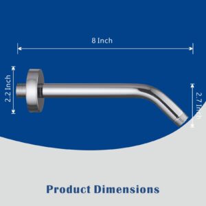 Eolax 8 Inch Shower Arm and Flange, Made of Stainless Steel, Wall-Mounted For Fixed Shower Head and Handheld Showerhead Mounts (8" Chrome)