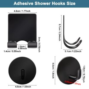 ANRUI Razor Holder for Shower and Shower Hooks, Premium 304 Stainless Steel Razor Holder, Heavy Duty Waterproof in Adhesive Shower Wall Hooks for Hanging Loofah,Towels,Robes (4+4 Pack)-Black