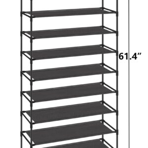 Generic 10 Tier 40 Pairs Shoe Rack, Stackable Sturdy Shoe Shelf, Tall Shoe Rack Organizer with Stainless Steel Frame (24.5 x 12 x 61.4) (L x W x H)