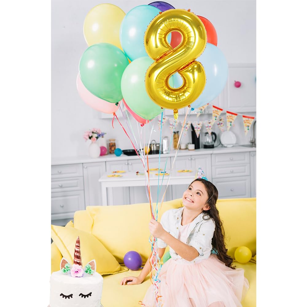 Rukinovi 40 Inch Numbers Birthday Party Balloon,Numbers 3 Gold Balloons for 3 13 23 30 31 32 33 34 35 36 37 38 39 Birthday Party,Anniversary, Graduation etc Party Decorations