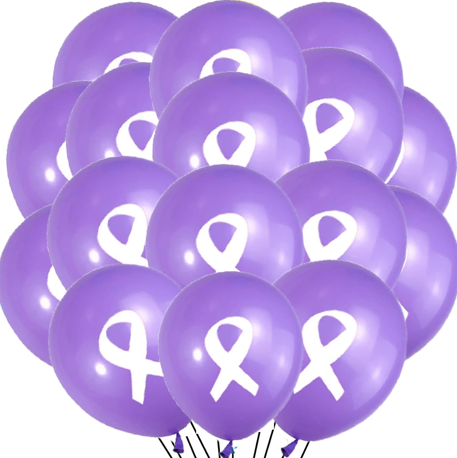 Generic 36 Pcs Purple Ribbon Party Decorations Balloons, alzheimers disease Awareness Ribbon Balloons for Non-Profit Fundraisers, Charity Events, and Community Events.