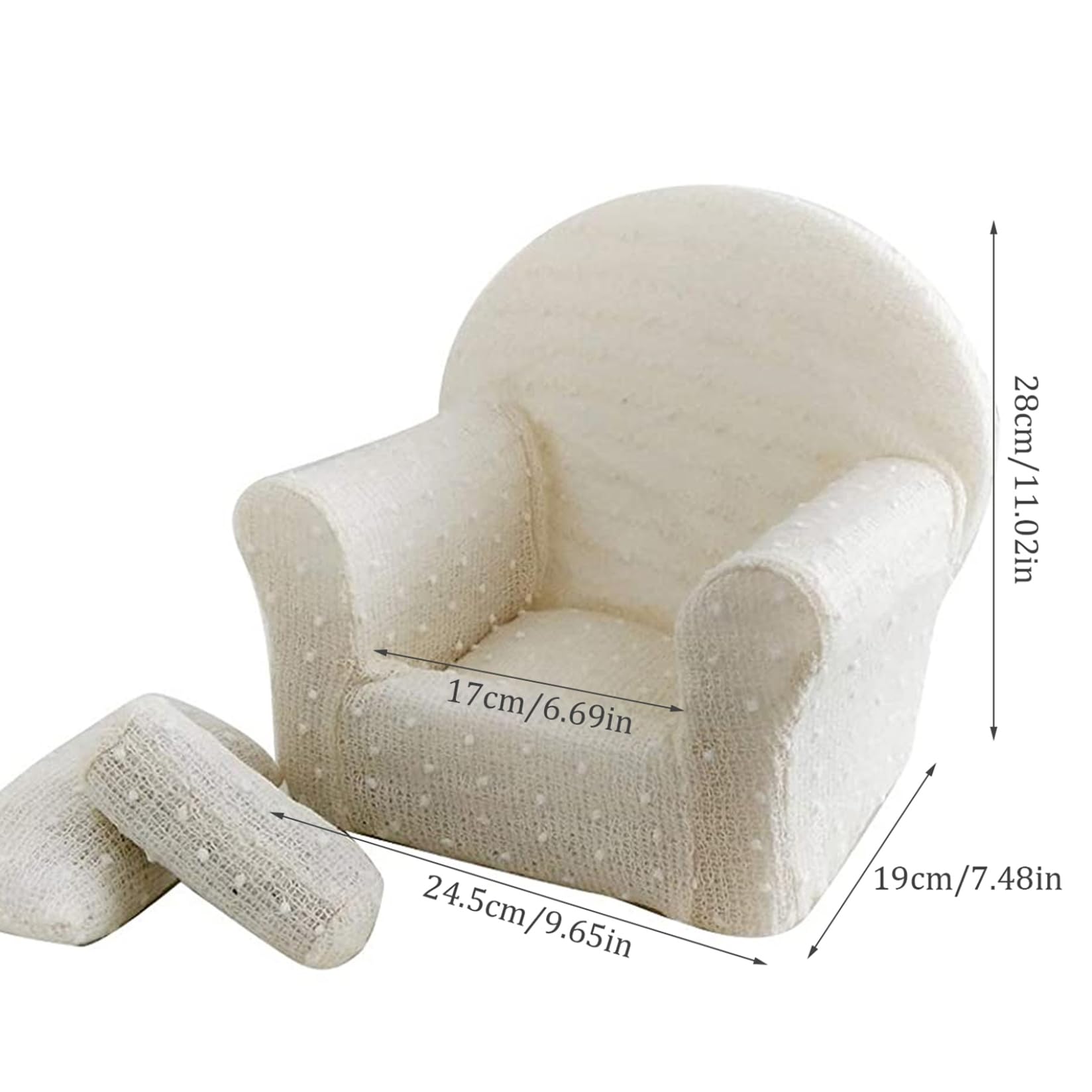 ZHOUBINGBING Baby Sofa Cuddly Sherpa Toddler Armchair Couch Kids Mini Sofa with 2 Chair Armrests Infant Photography Prop White for 1-2 Month