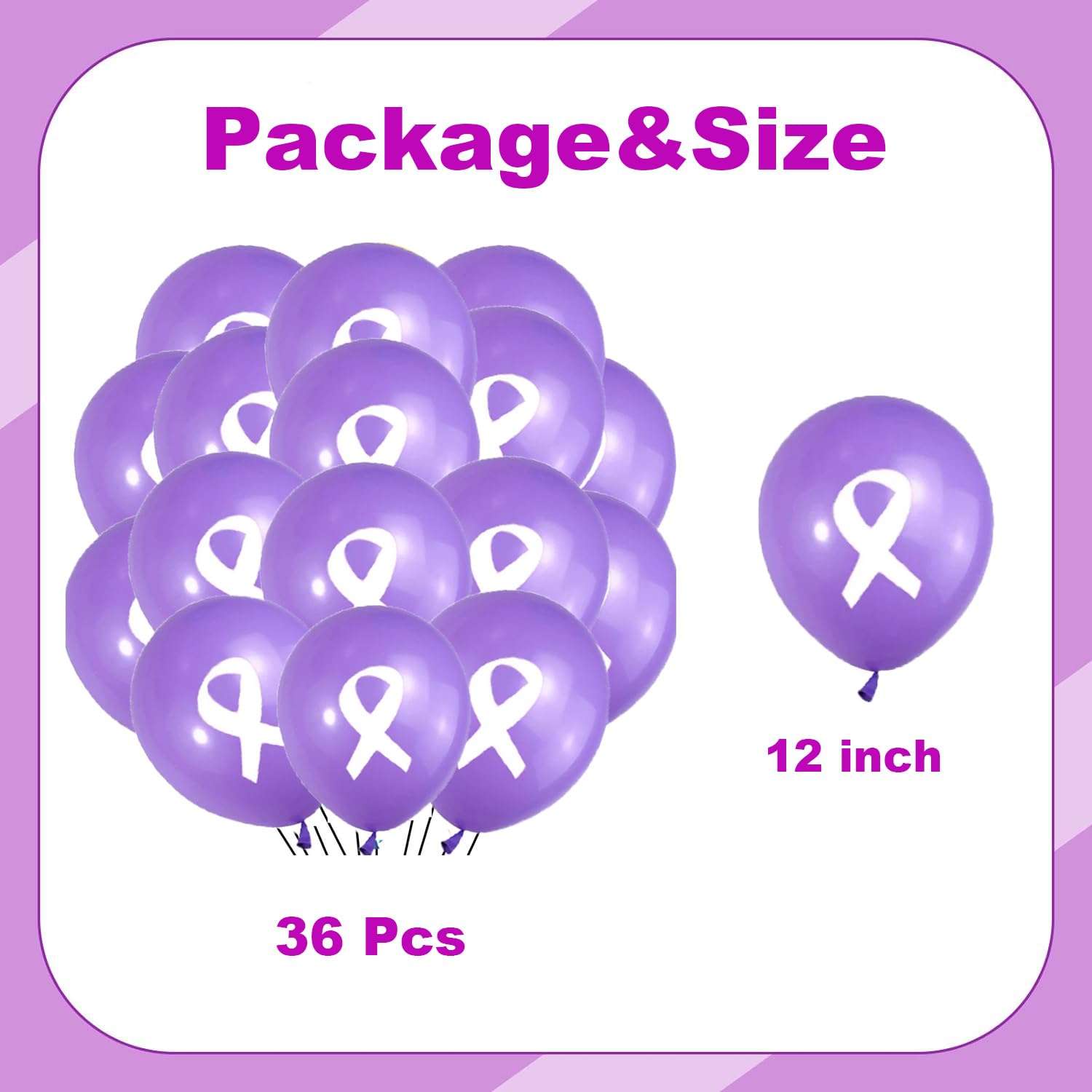 Generic 36 Pcs Purple Ribbon Party Decorations Balloons, alzheimers disease Awareness Ribbon Balloons for Non-Profit Fundraisers, Charity Events, and Community Events.