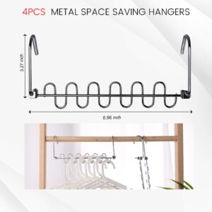 MCPINKY 4PCS Metal Space Saving Hangers, Cascading Space Saving Hanger Stainless Steel Hanger for Travel Closet Clothing Storage