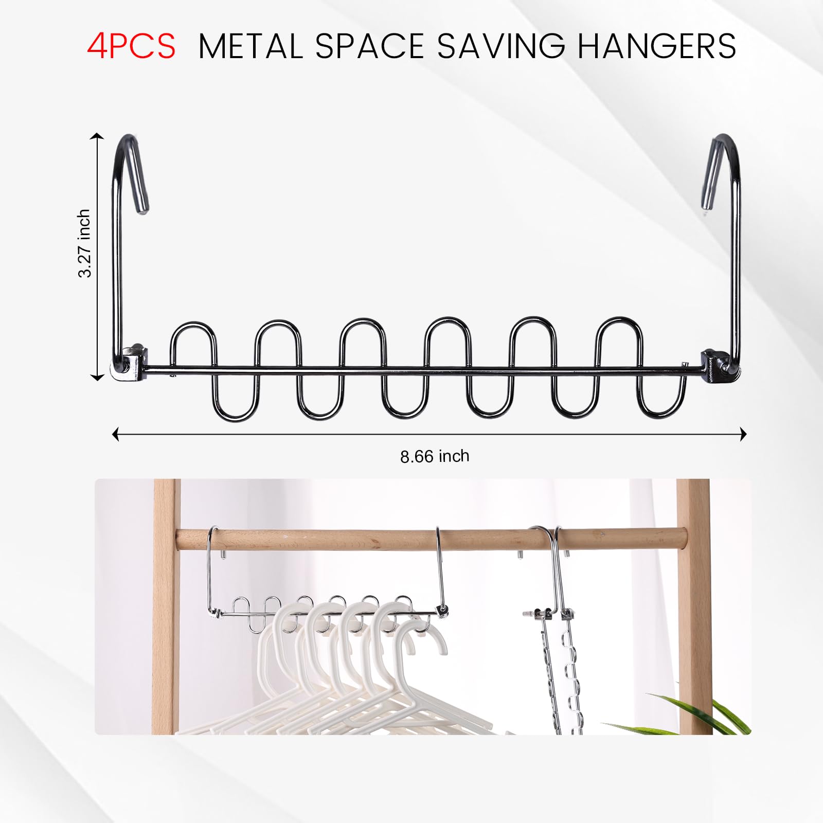 MCPINKY 4PCS Metal Space Saving Hangers, Cascading Space Saving Hanger Stainless Steel Hanger for Travel Closet Clothing Storage