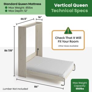 DIY Murphy Bed Kit Queen | Murphy Bed Hardware Kit Queen for Wall Bed, Cabinet Murphy Bed Queen Kit Vertical, Vertical Murphy Bed Queen Frame, Deluxe Murphy Bed Mechanism Kit with Bonus Tools