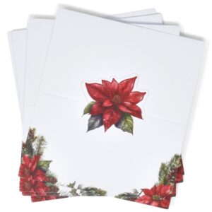 100 Pack Christmas Place Cards Holiday Seating Name Card Die Cut Xmas Poinsettia Flower Table Setting Folded Paper Tent Cards for Winter Dinner Wedding Tables Placement Party Decorations 2" x 3.5"