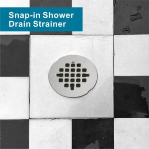 Brushed Nickel 4-1/4" OD Snap-in Shower Drain Cover Replacement, Welsan Stainless Steel Round Shower Strainer Grid Easy to Install