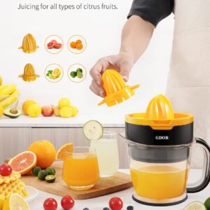 GDOR 41 Oz Citrus Juicer with Spiral-Shape Cone, Powerful Orange Juicer, Electric Juicer for Lemon, Lime & Others Citrus Fruits, Grapefruit Juice Extractor with Easy Pour Spout, BPA-Free, Easy Clean