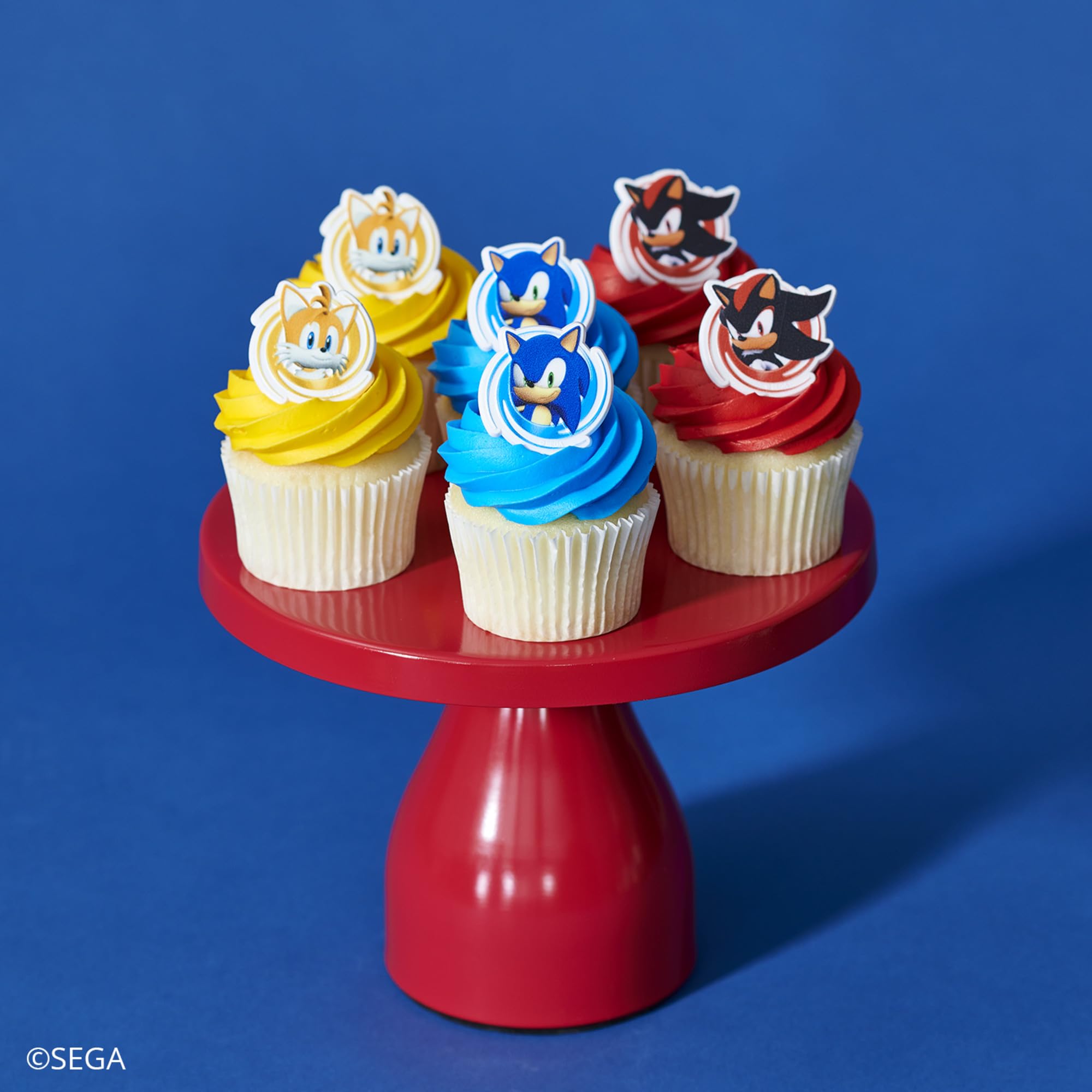 DecoPac Sonic the Hedgehog Rings, Cupcake Decorations Featuring Sonic, Tails, and Shadow - 24 Pack