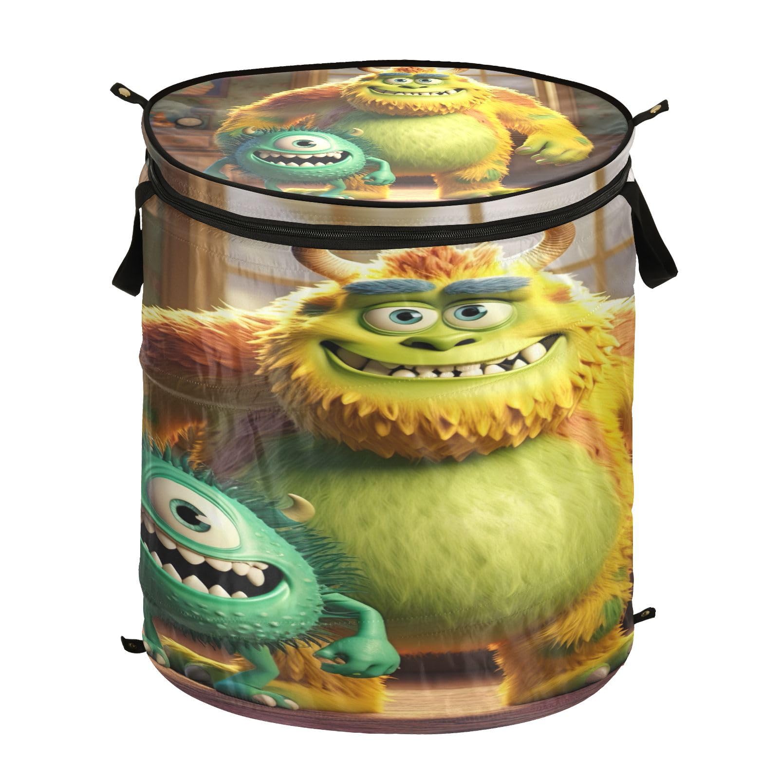 Monsters Laundry Basket Collapsible, Packable Laundry Bag, Laundry Basket for Kids Room