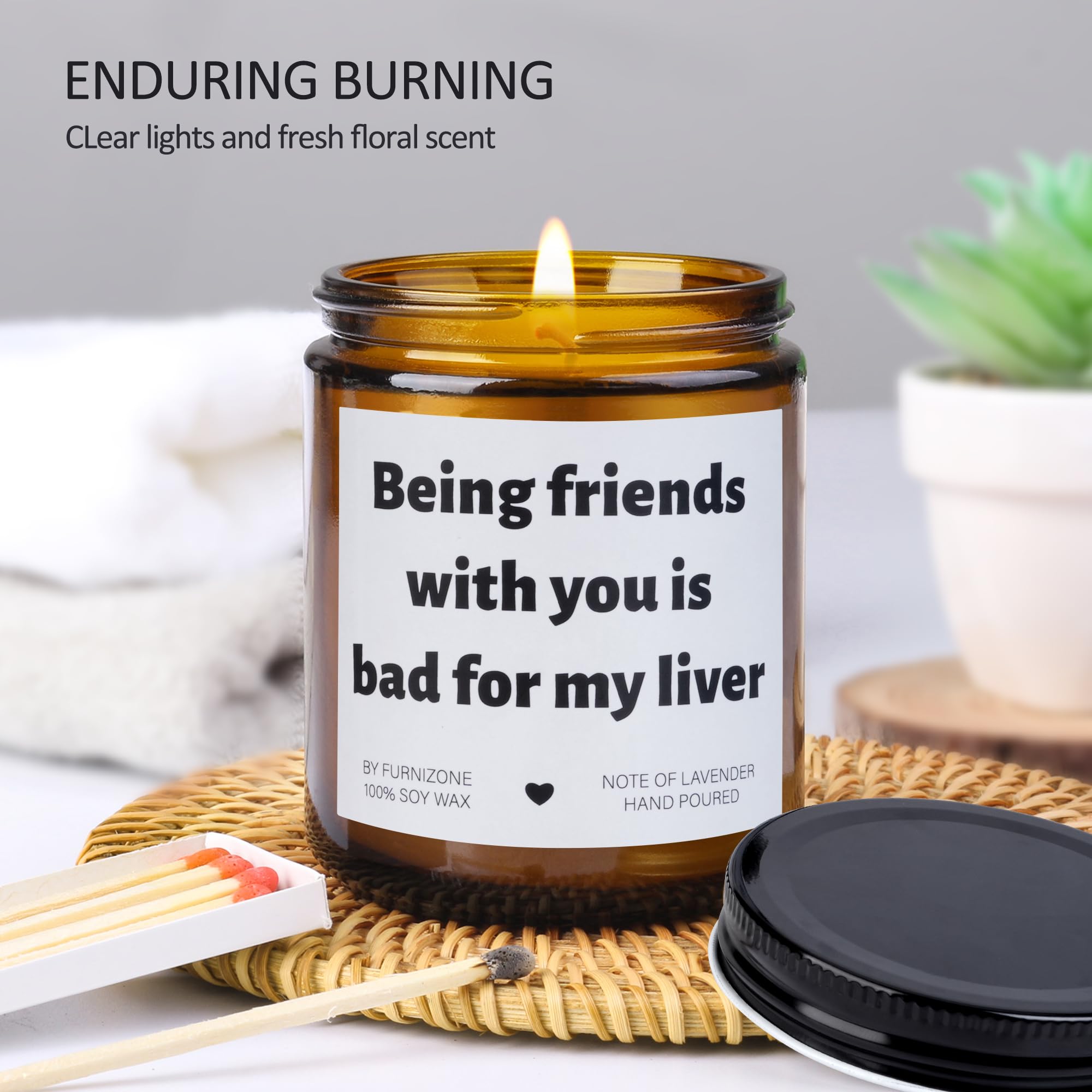 Best Friends Birthday Gifts for Women, Gifts for Women Men Best Friends Sister Brother, Funny Gifts for Women Birthday Gifts for Her, Gag Gifts for Her, Soy Wax Lavender Scented Candles Gifts