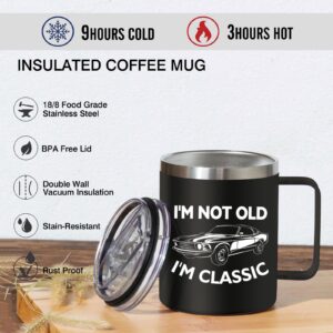 Abledn Birthday Gifts for Men - I'm Not Old I'm Classic Coffee Mug - Christmas Gifts for Men, Birthday Gifts for Dad, Grandpa, Him, Husband (14oz, Black)