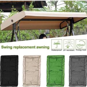 BTURYT 210D Oxford Cloth Patio Swing Top Cover with 4 Reinforced Corner Pockets,Replacement Canopy for Swing Seat 3 Seater Garden Hammock Cover-(top Cover only)