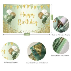 Sage Green Happy Birthday Decorations for Women Men, Sage Green Birthday Banner Backdrop Birthday Signs, Light Green Birthday Party Decorations for her Birthday Party Supplies