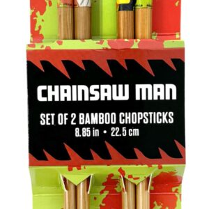 Just Funky Chainsaw Man Chopsticks Set of 2 – Chainsaw Man Merch - Includes 2 Sets of Bamboo Chopsticks - 8.85 Inches Long Anime Chopsticks