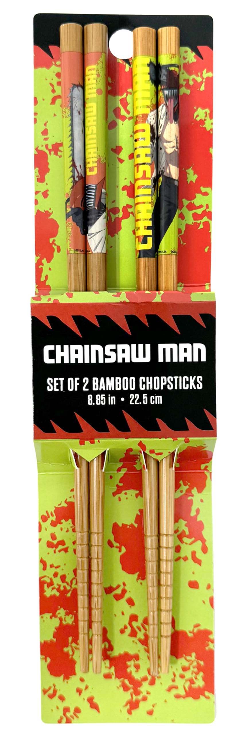 Just Funky Chainsaw Man Chopsticks Set of 2 – Chainsaw Man Merch - Includes 2 Sets of Bamboo Chopsticks - 8.85 Inches Long Anime Chopsticks