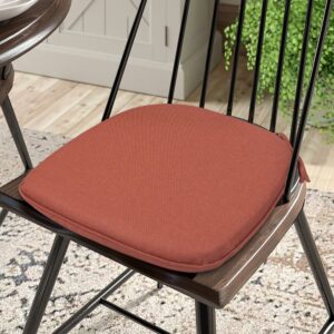 Magpie Fabrics Outdoor/Indoor 17"x16"x2" Chair Cushions with Ties Set of 4, Waterproof All Weather U-Shape Seat Pads Decoration for Patio Garden Furniture Home Office (Coral Red)