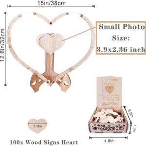 JokLGrs Heart Wedding Guest Book Alternative, Wood Guest Book Wedding Reception with 100pcs Wooden Hearts and Drop Box, Rustic Wedding Sign Decor for Reception and Ceremony Party