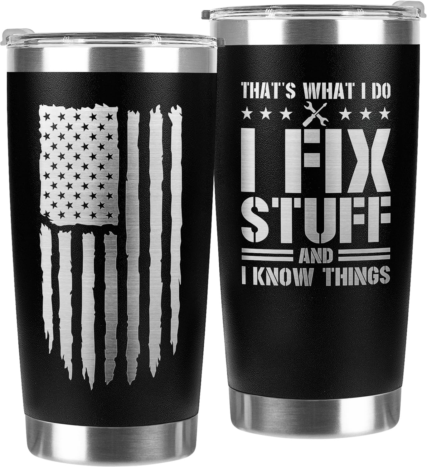 94Bright Christmas Gifts for Dad, Men, Husband, Grandpa, Mechanic Father - That's What I Do I Fix Stuff and I Know Things - Funny Birthday Gifts for Men, Gag Gifts - Dad Christmas Gifts Tumbler 20Oz