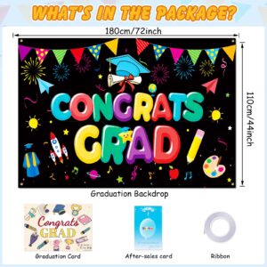 Unibday Kindergarten Graduation Decorations, 2024 Kindergarten Graduation Banner,70x43 Inch Preschool Congrats Grad Banner Pre K Graduation Party Backdrop for Kids Graduation Yard Decorations, Black