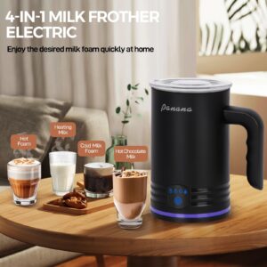 Electric Milk Frother, 4 in 1 Milk Steamer, 14.5oz/430ml Automatic Warm and Cold Foam Maker for Coffee,Latte, Cappuccino, Macchiato, Hot Chocolate (Black)