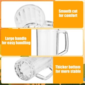 Mifoci 30 Pcs Clear Plastic Beer Mug with Handles 16 oz Reusable Acrylic Beer Stein Bulk Glasses Beer Drinking Cups Dishwasher Safe for Bar Home Hotel Cocktail Juice Alcohol Soda Party