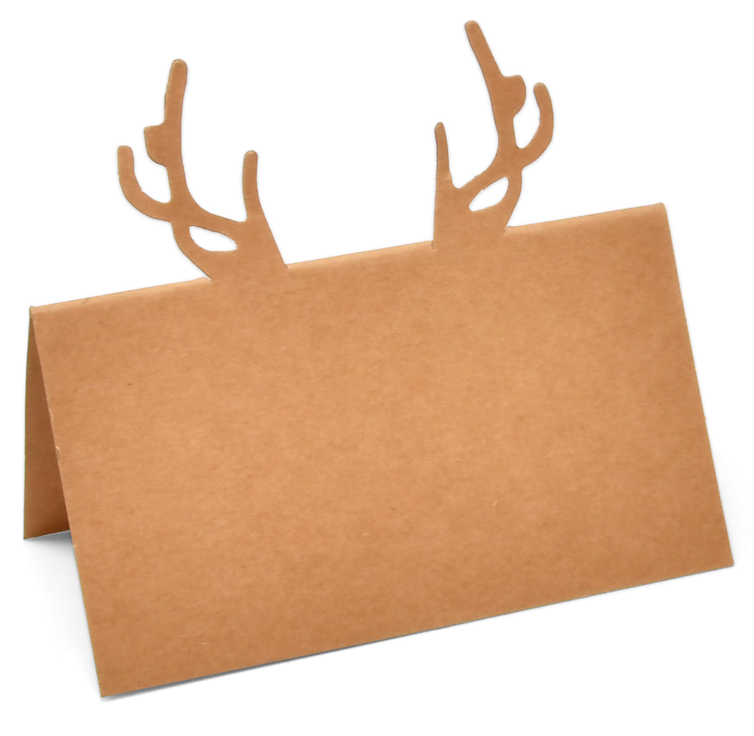 100 Pack Christmas Place Cards Holiday Seating Name Card Die Cut Xmas Reindeer Antlers Table Setting Folded Paper Tent Cards for Winter Dinner Wedding Tables Placement Party Decorations 2" x 3.5"