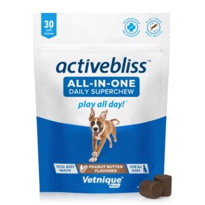 Activebliss Daily All-in-One Superchew 30 Ct and Glandex for Dogs Anal Gland Support Chews 60 Ct Bundle Daily Chewable Canine Multivitamin and Anal Gland Supplement for Dogs