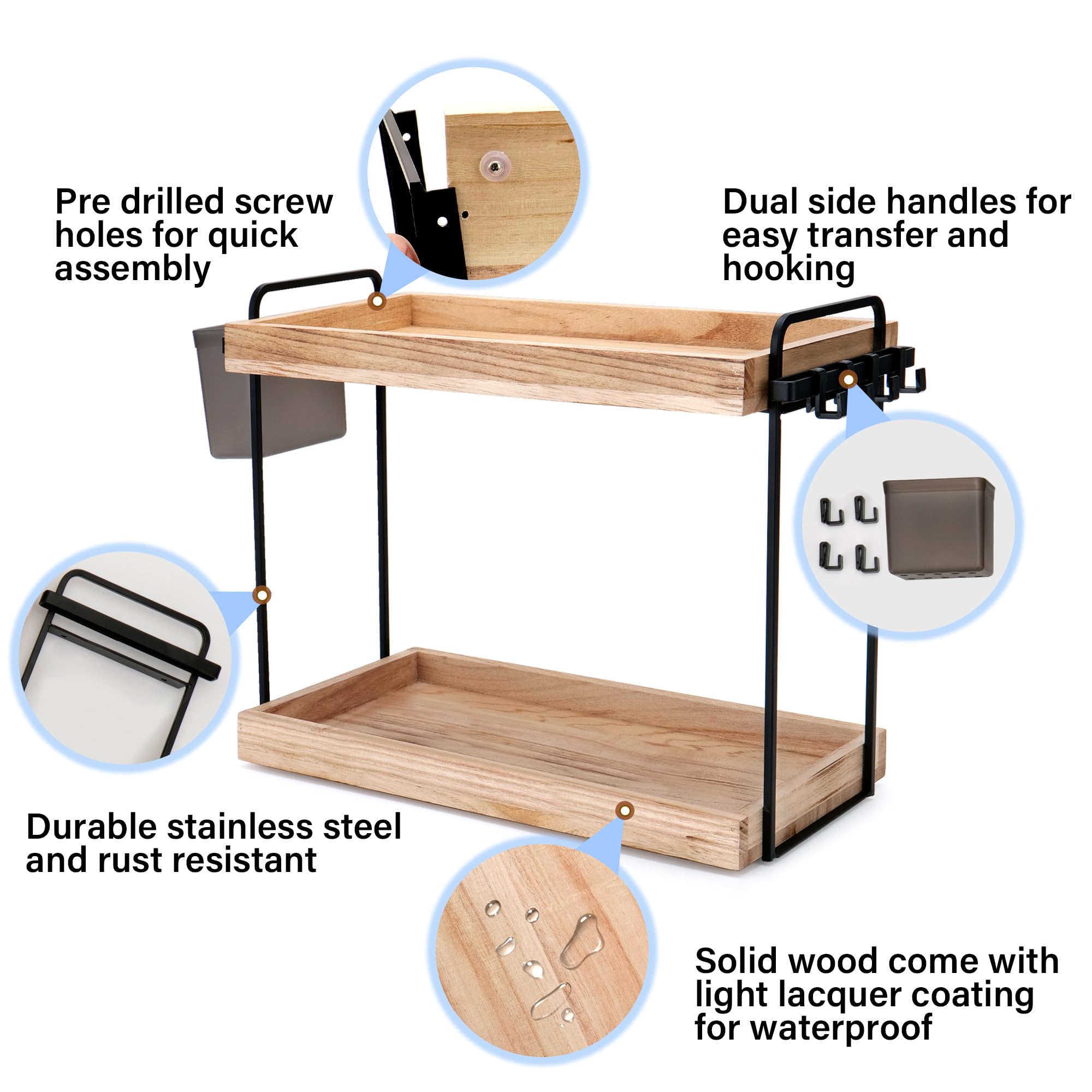 WILLKOMMEN 2-Tier Bathroom Counter Organizer, Wood Vanity Counter Shelf, Organizer Countertop for Skincare, Makeup Organizer, Bathroom Organizers and Storage for Kitchen- Original Style