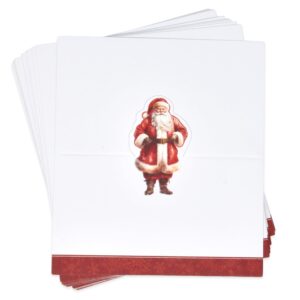 100 Pack Christmas Place Cards Holiday Seating Name Card Die Cut Xmas Santa Claus Table Setting Folded Paper Tent Cards for Winter Dinner Wedding Tables Placement Party Decorations 2" x 3.5"