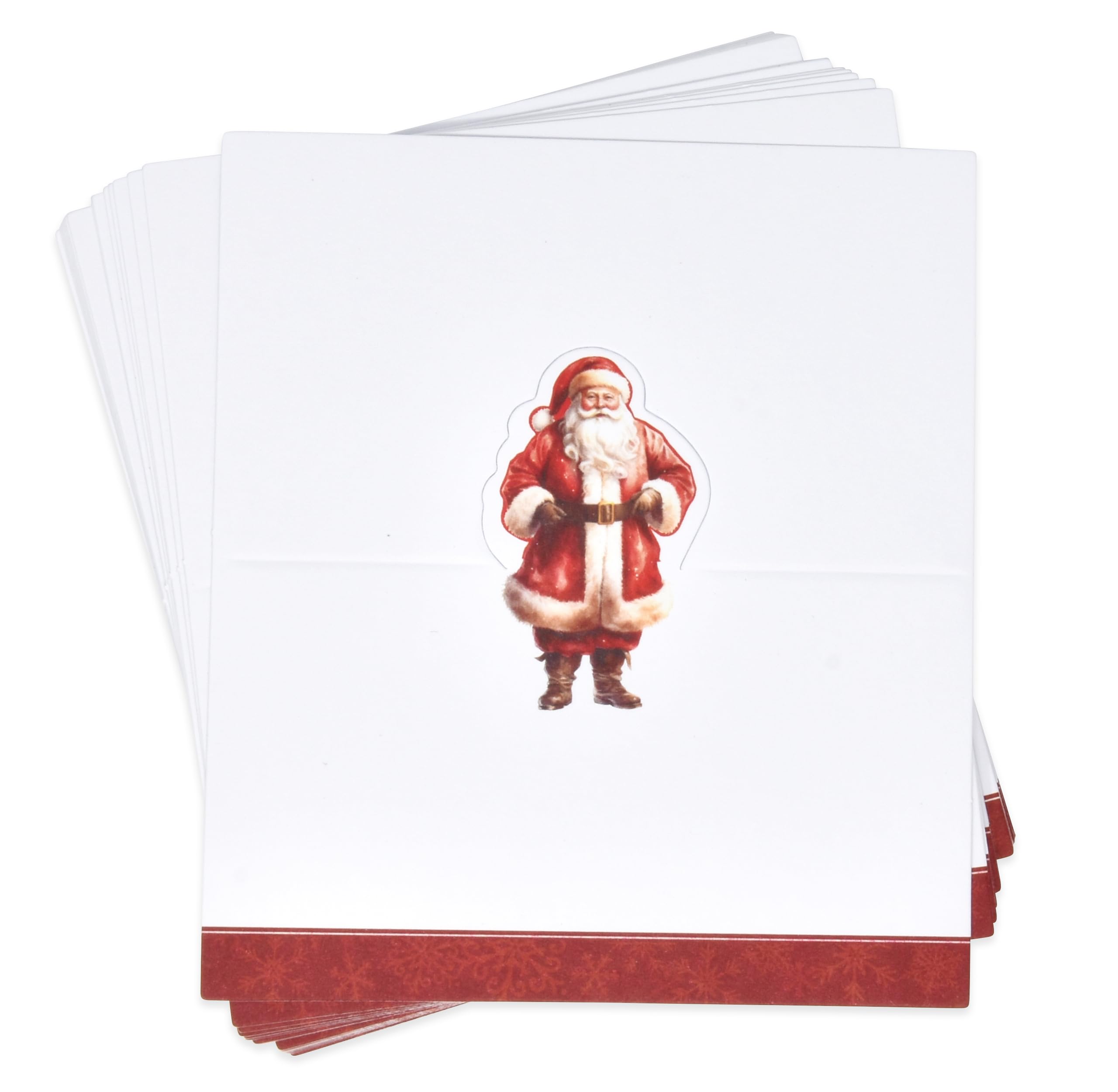 100 Pack Christmas Place Cards Holiday Seating Name Card Die Cut Xmas Santa Claus Table Setting Folded Paper Tent Cards for Winter Dinner Wedding Tables Placement Party Decorations 2" x 3.5"