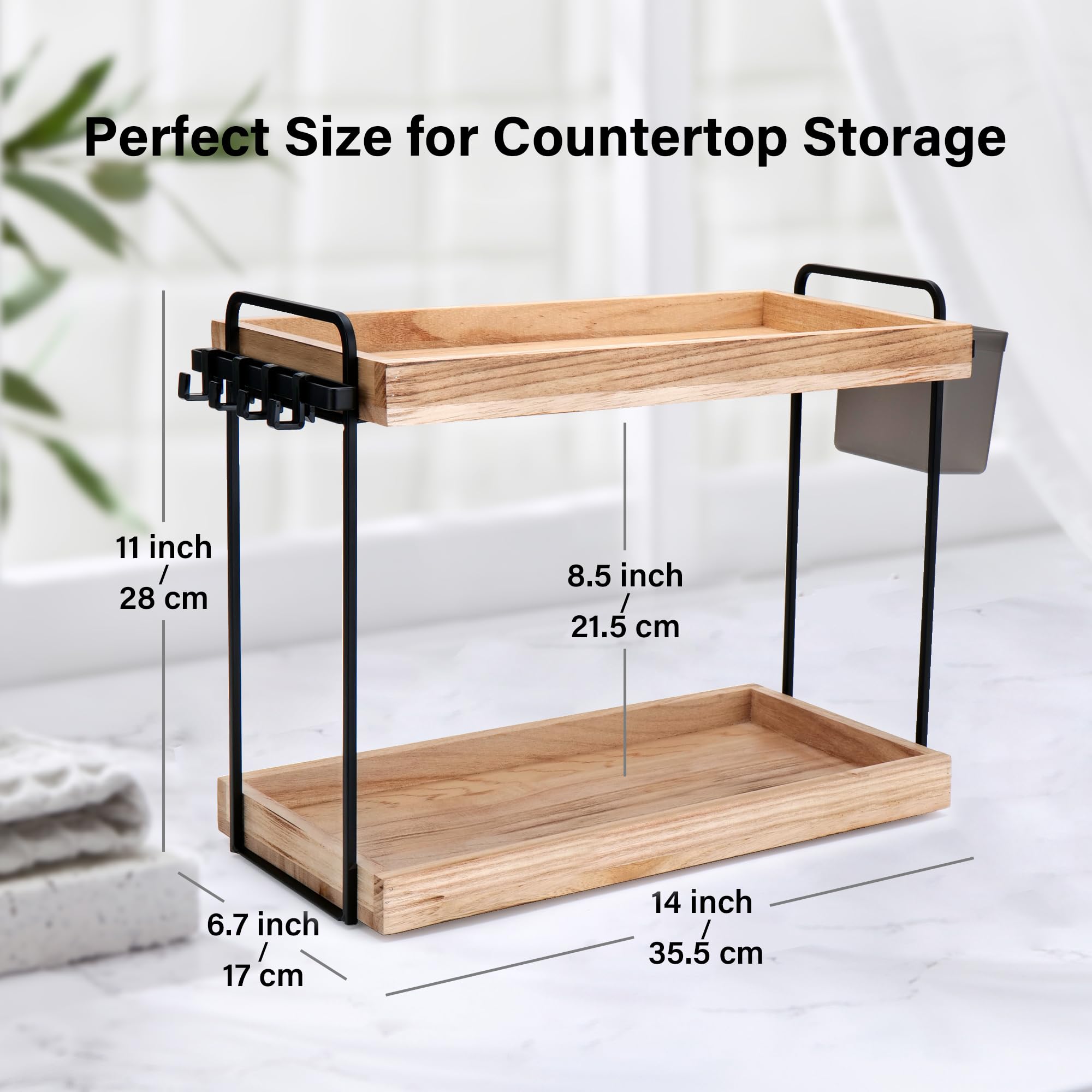 WILLKOMMEN 2-Tier Bathroom Counter Organizer, Wood Vanity Counter Shelf, Organizer Countertop for Skincare, Makeup Organizer, Bathroom Organizers and Storage for Kitchen- Original Style