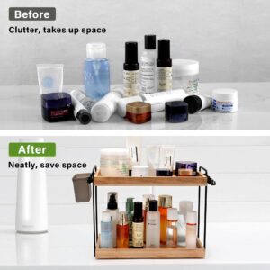 WILLKOMMEN 2-Tier Bathroom Counter Organizer, Wood Vanity Counter Shelf, Organizer Countertop for Skincare, Makeup Organizer, Bathroom Organizers and Storage for Kitchen- Original Style