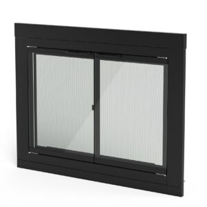 stanbroil fireplace glass cabinet-style door, black finish, large, decorative fireplace screen door for fireplace accessories