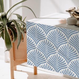 Cohoo Home Blue White Wallpaper Peel and Stick Wallpaper Boho Contact Paper for Cabinet Modern Wallpaper Self-Adhesive Wallpaper Leaf Leaves Geometric Wallpaper Bathroom Bedroom Waterproof 17.3“×393”