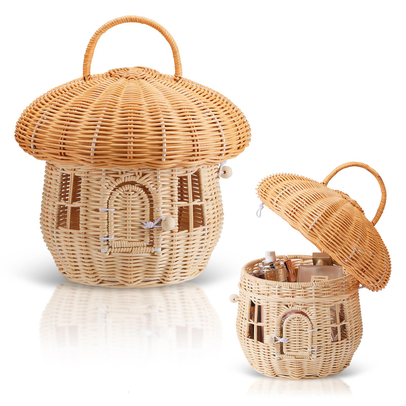 Handmade Wicker Mushroom-Shaped Storage Basket for Outdoor, Kids, Decor, Photography Props