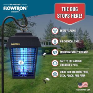 Flowtron Bug Zapper, 1/2 Acre of Outdoor Coverage with Powerful 15W Bulb & 5600V Instant Killing Grid, Electric Insect, Fly & Mosquito Zapper With Wall Mounting Bracket & Mosquito Attractant Cartridge