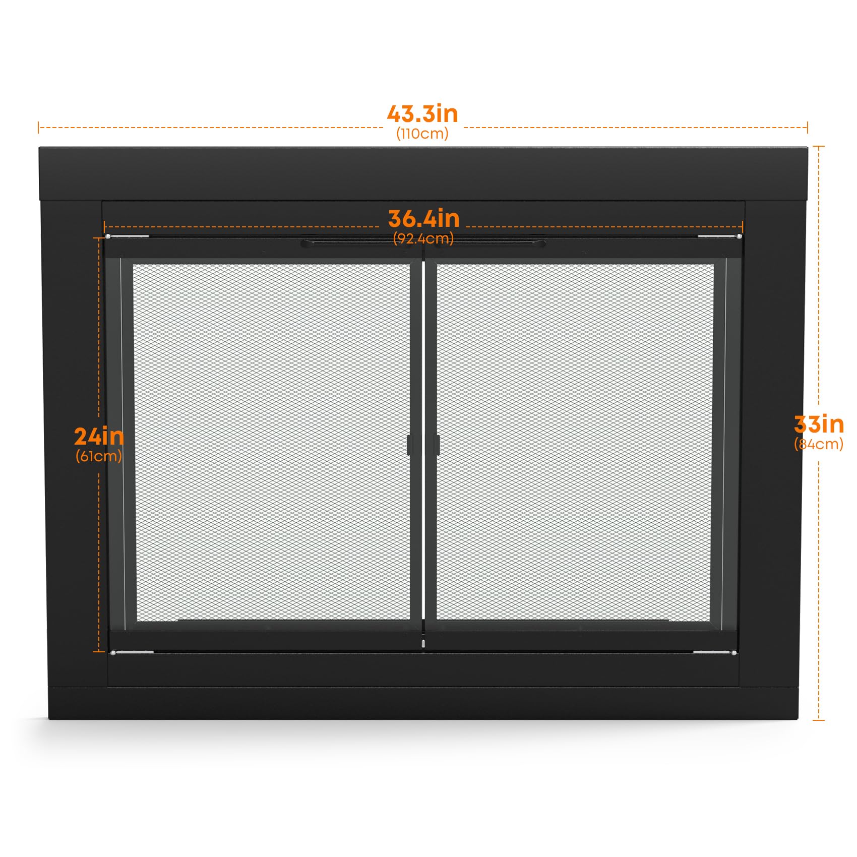 Stanbroil Fireplace Glass Cabinet-Style Door, Black Finish, Large, Decorative Fireplace Screen Door for Fireplace Accessories