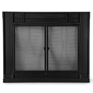 Stanbroil Fireplace Glass Cabinet-Style Door, Black Finish, Large, Decorative Fireplace Screen Door for Fireplace Accessories