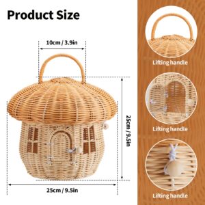 Handmade Wicker Mushroom-Shaped Storage Basket for Outdoor, Kids, Decor, Photography Props