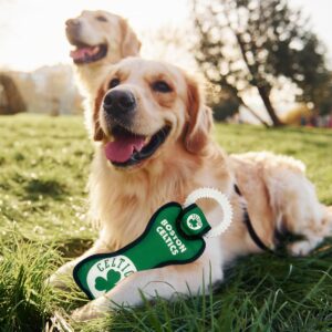 Pets First NBA Boston Celtics Dental Ring Dog TUG Toy with Squeaker. Tough PET Toy for Healthy Fun, Teething & Cleaning Pet's Teeth & Gums