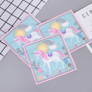 Besalily Decorative Animal Paper Napkins Dinner Size 20-Count/33x33cm/2-Ply Cute Baby Shower Kids Birthday Party Napkins (Rainbow Unicorn)