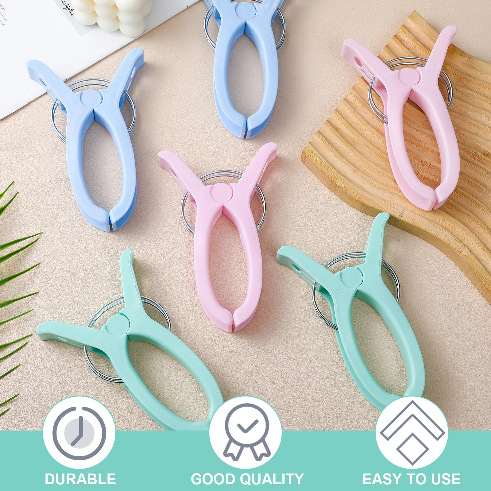 Yousoontic 12 Pcs Sew Jumbo Quilting Clamps Beach Towel Clips Blanket Clothes Pin Plastic Quilt Clamps Extra Large Clips for Sewing Crafting Fabric Clothes Cruise Vacation, 3 Colors