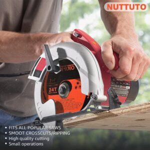 NUTTUTO 3 Pack 7-1/4 Inch 24T&40T&60T Circular Saw Blade, Saw Blade Arbor Size 5/8-inch, TCT ATB for Cutting Wood, Plastic, PVC, Acrylic, Aluminum