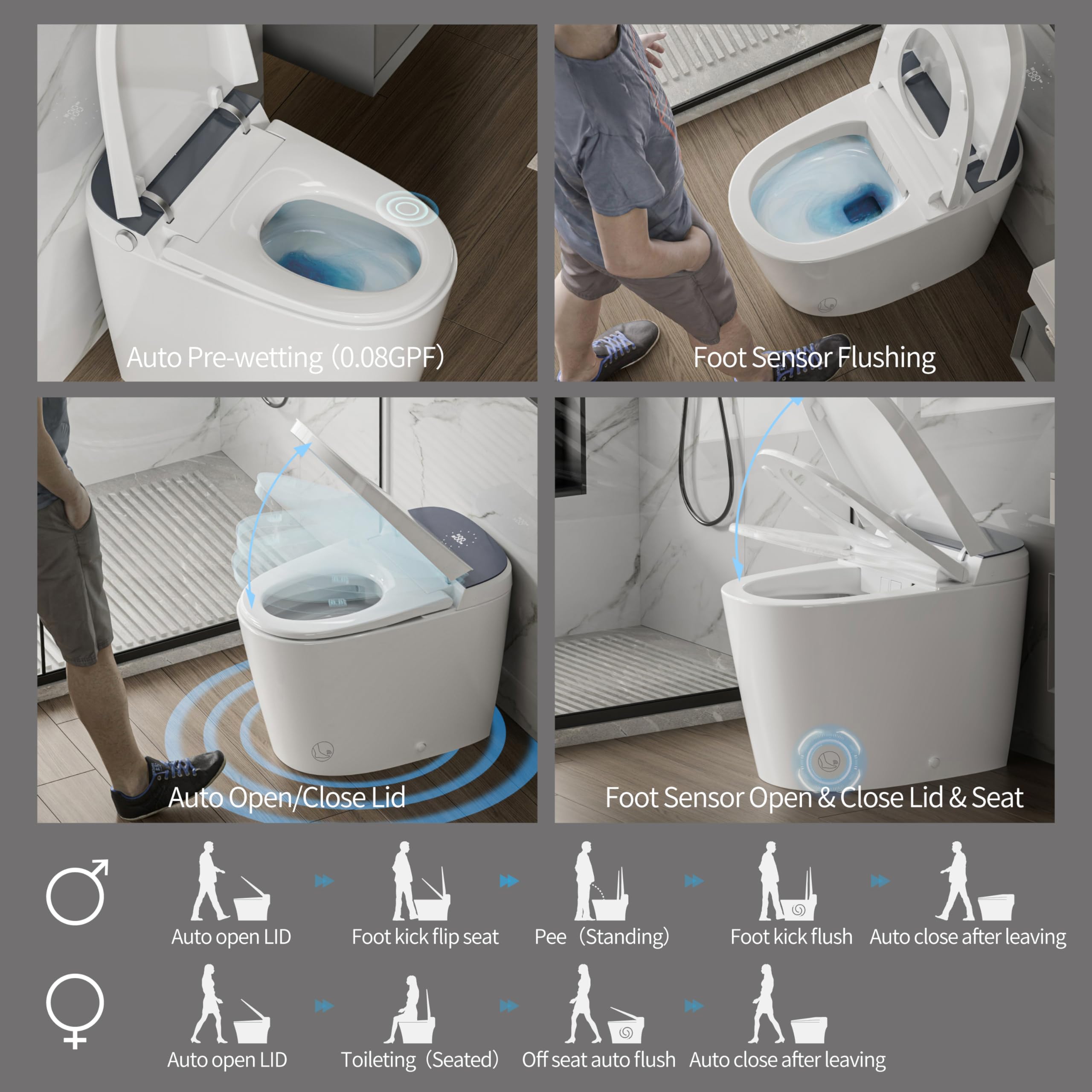 CASTA DIVA CD-U010 Smart Toilet with Bidet Built in,ADA Comfort Height, Auto Open & Close, Dual Auto Flush,Elongated Heated seat,Modern Electric Bidet Toliet,Built in Tank with Powerful Flush 1.6GPF